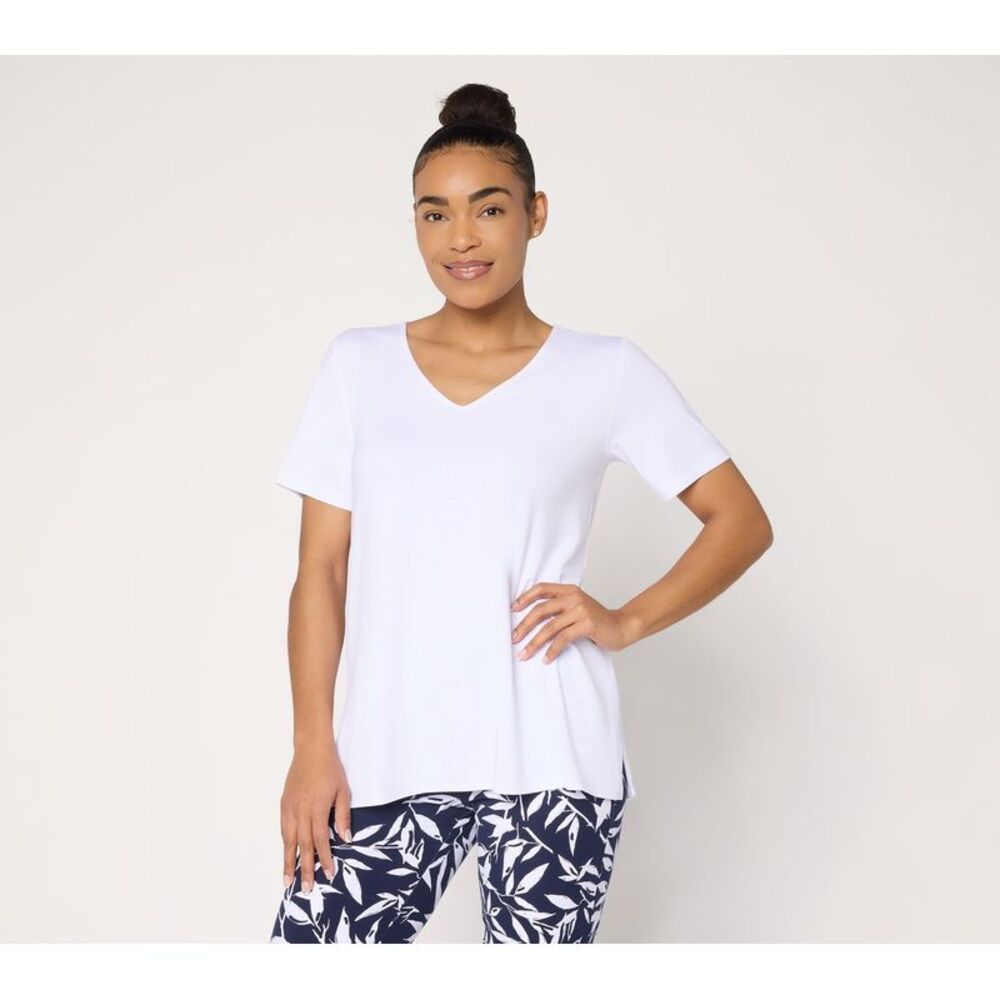 Susan Graver Women's Top Petite PM Essentials Rayon Allure Knit White